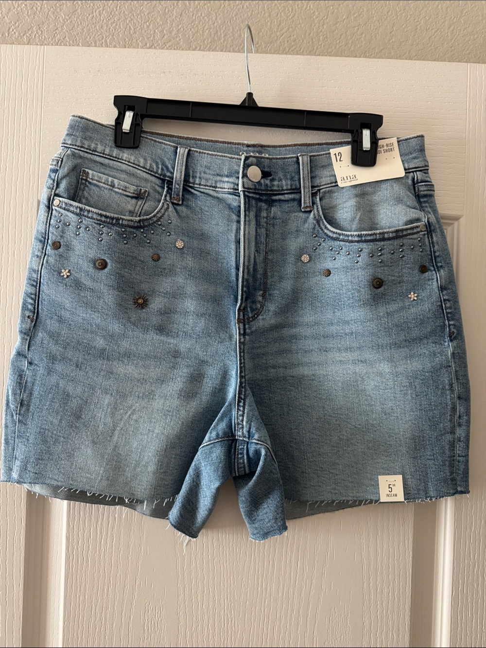 a.n.a Light Blue Embellished Denim Shorts NWT 12